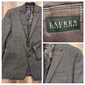 ￼￼ Lauren ￼Ralph Lauren￼ 100% Wool Sports￼ Coat￼ Gray ￼Plaid‎ Blazer￼ Size ￼42R